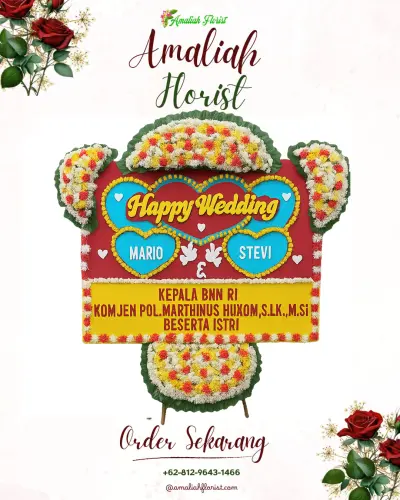 Karangan Papan Bunga Pernikahan di Siwalubanua I